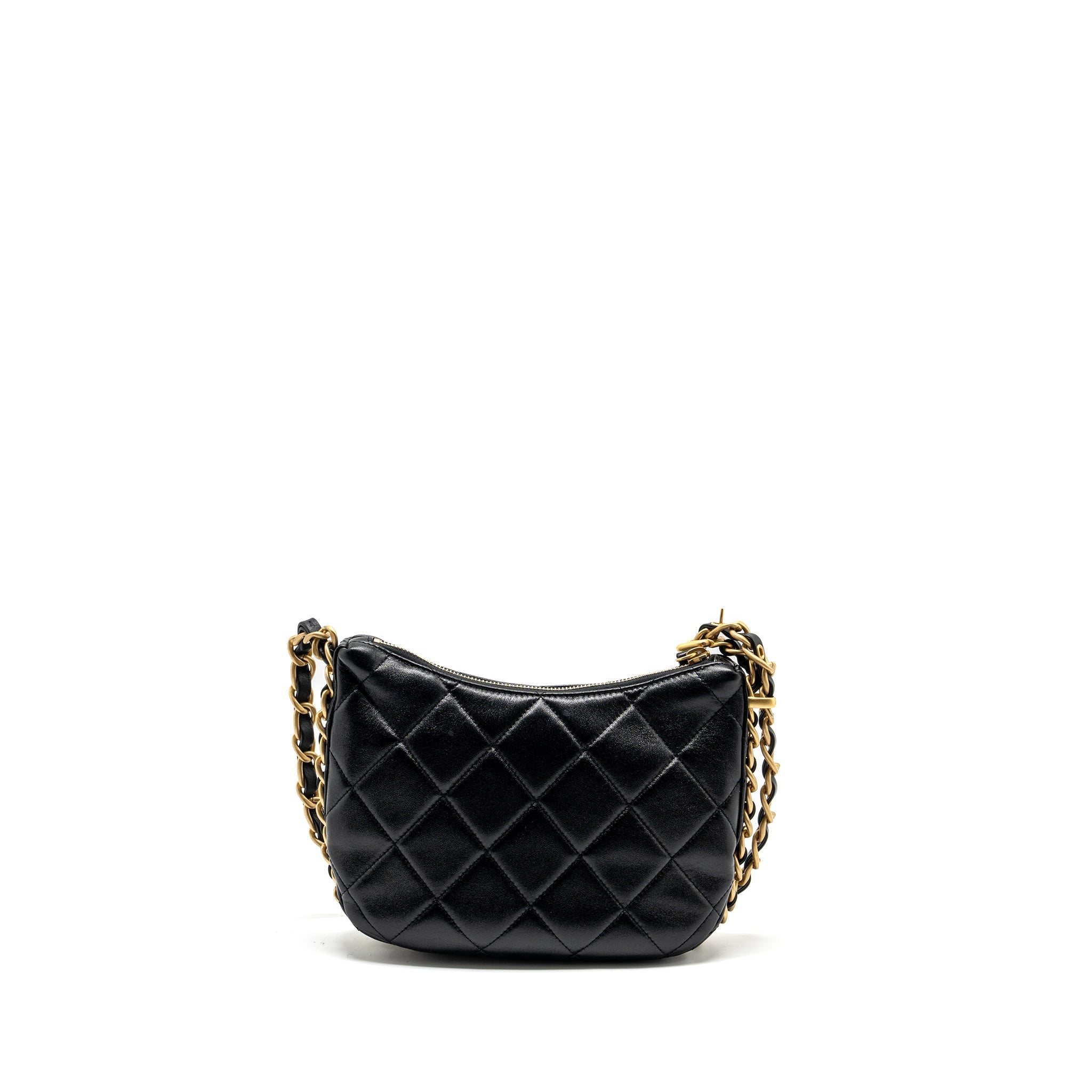 Chanel 23K hobo bag with adjustable chain lambkin black  (microchip)