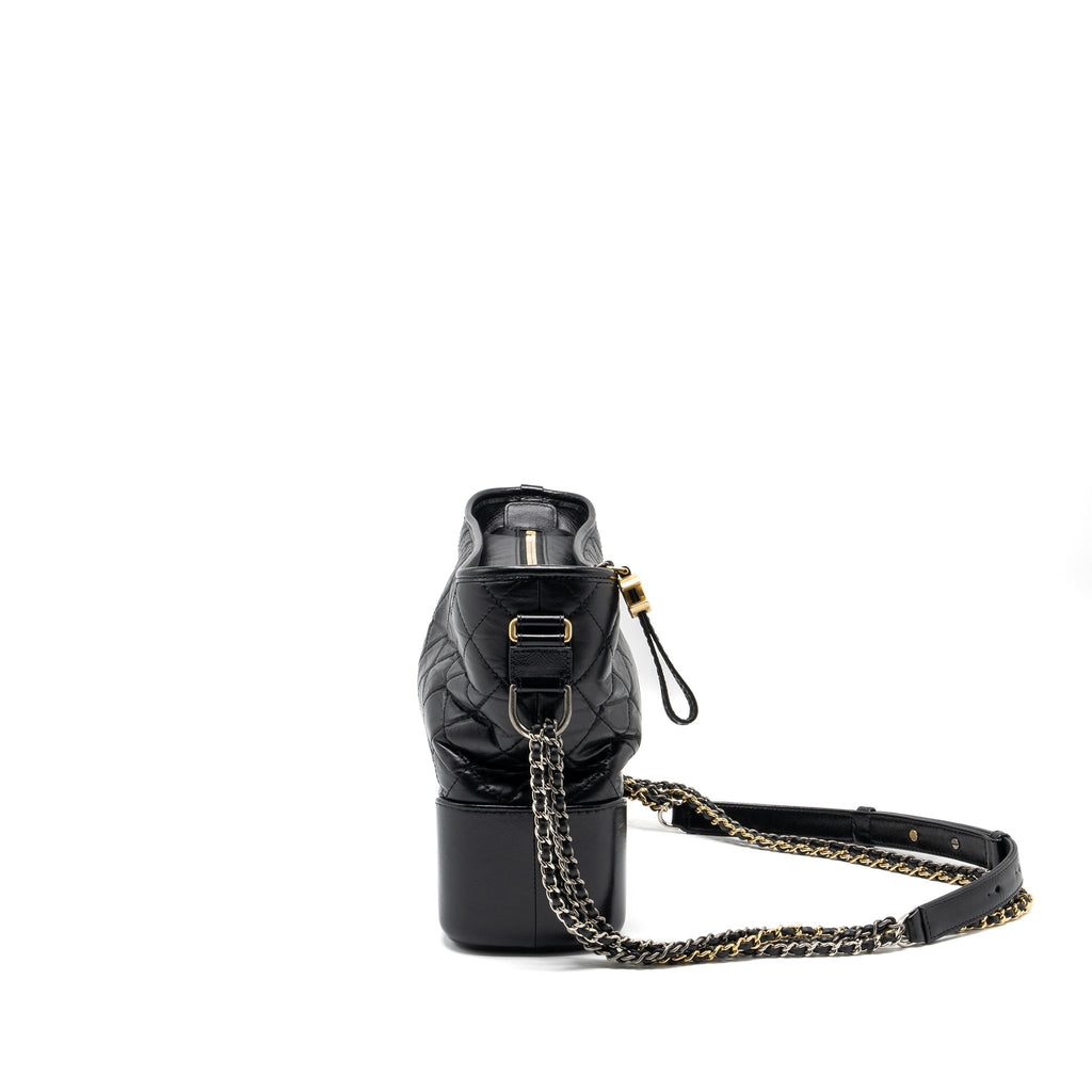 Chanel Large Gabrielle Hobo Bag Aged Calfskin Black Multicolour Hardware