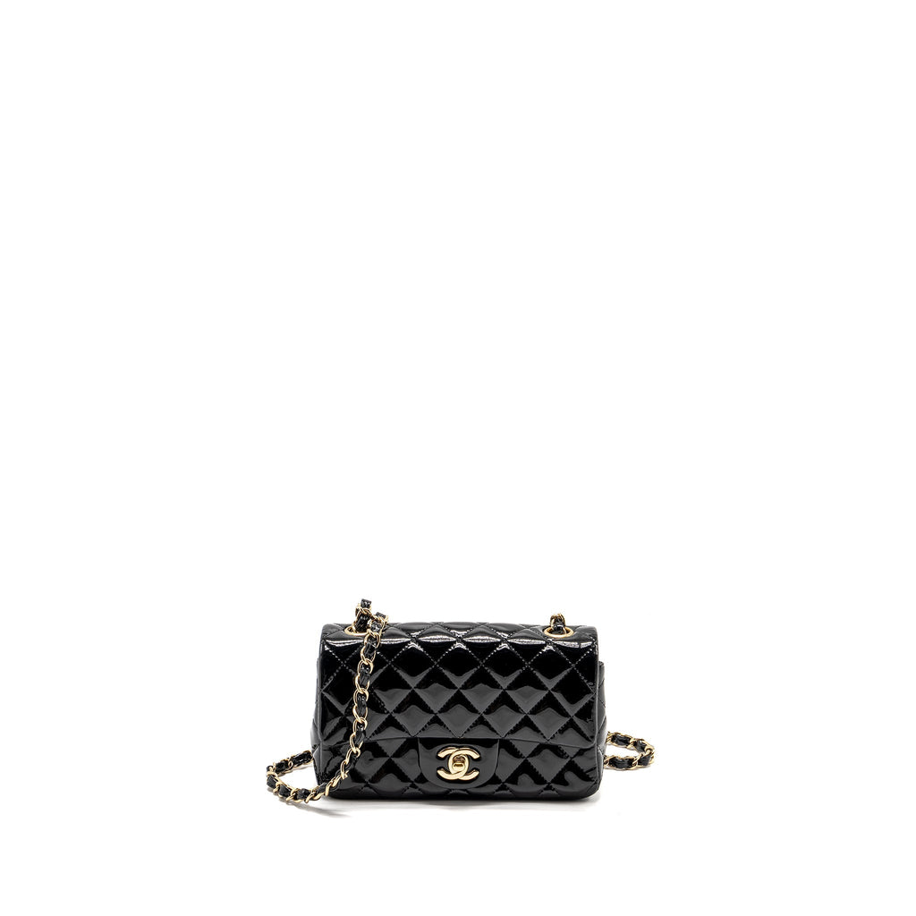 Chanel Mini Rectangular Flap Bag Patent Black L