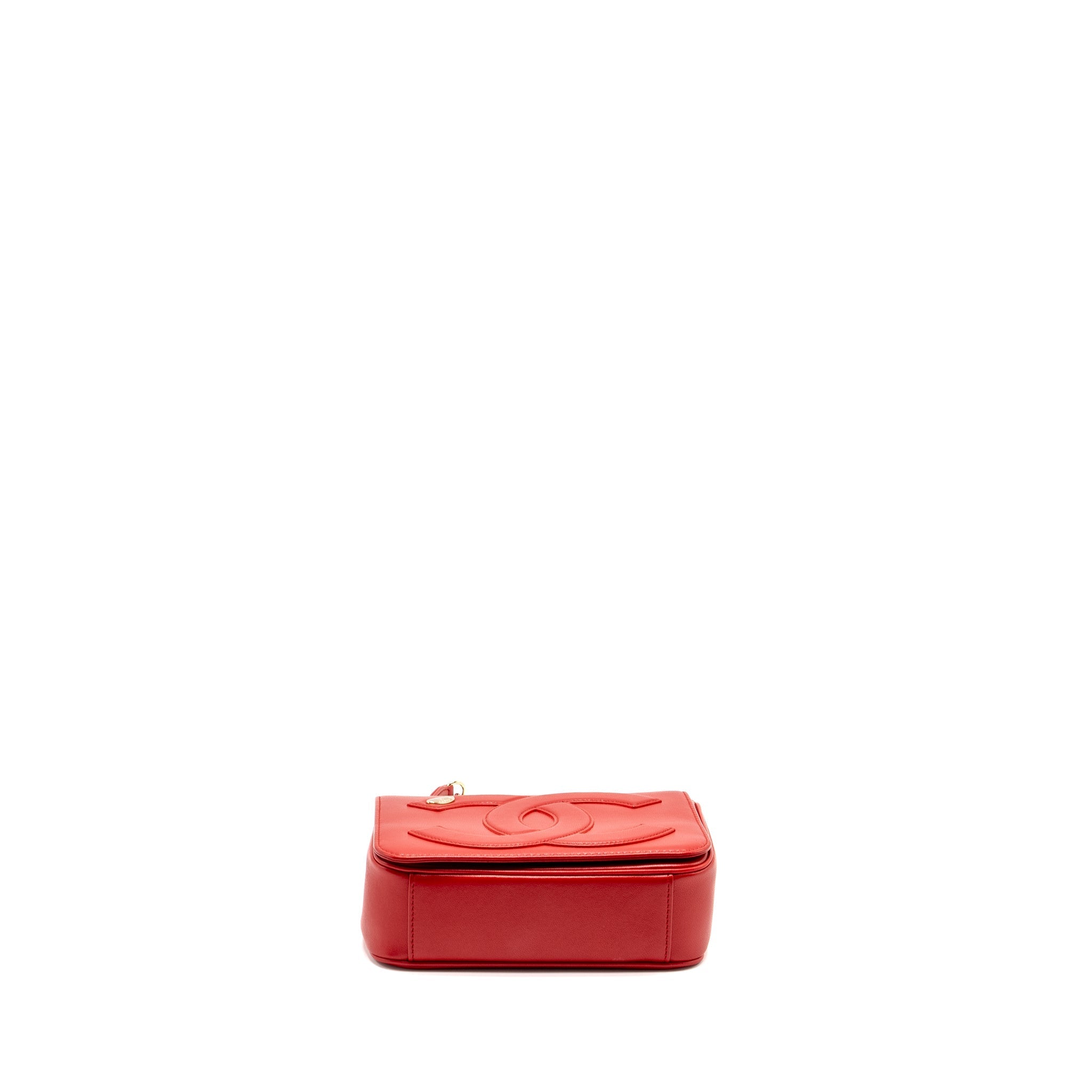 Chanel Mania Flap Bag Lambskin Red L