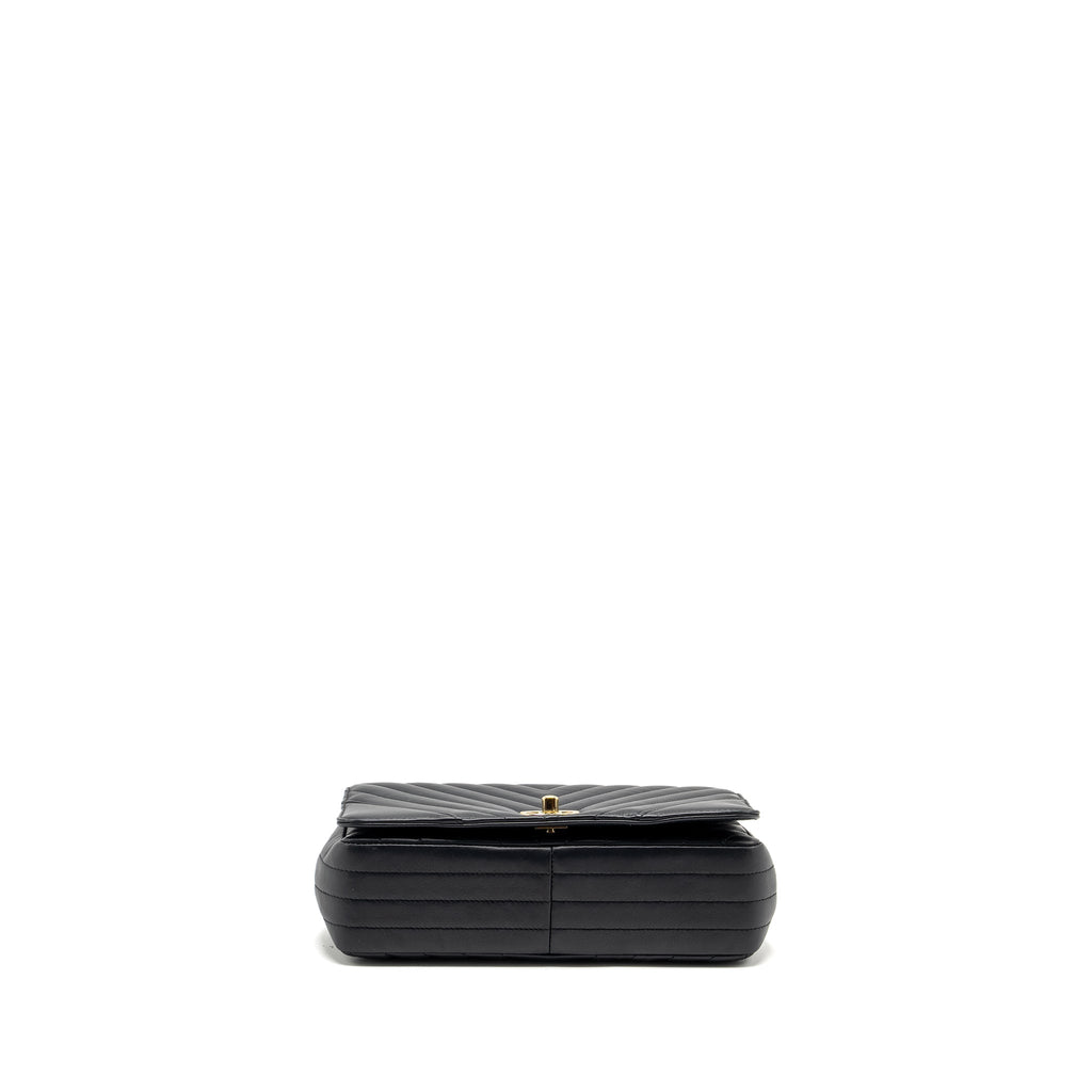 Chanel Seasonal Chevron Flap Bag Calfskin Dark Navy L