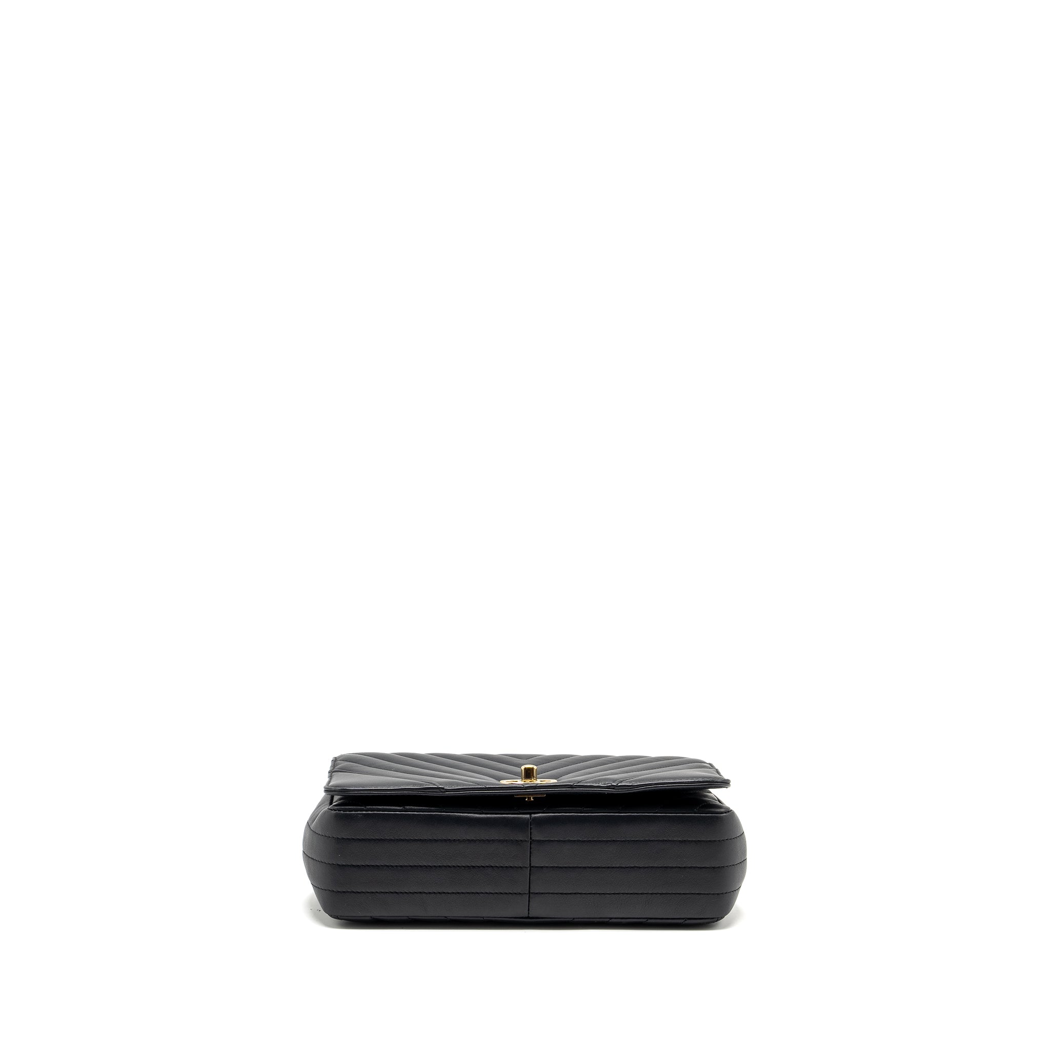 Chanel Seasonal Chevron Flap Bag Calfskin Dark Navy L
