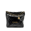 Chanel Medium 22 Bag Shiny Calfskin Black  (microchip)