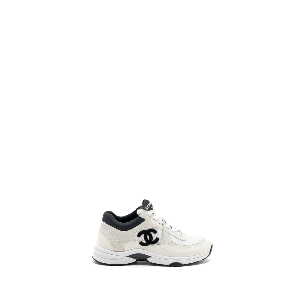 Chanel size 37 CC logo trainer / sneakers black / white