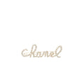 Chanel Letter crystal and pearl hair clip light gold tone