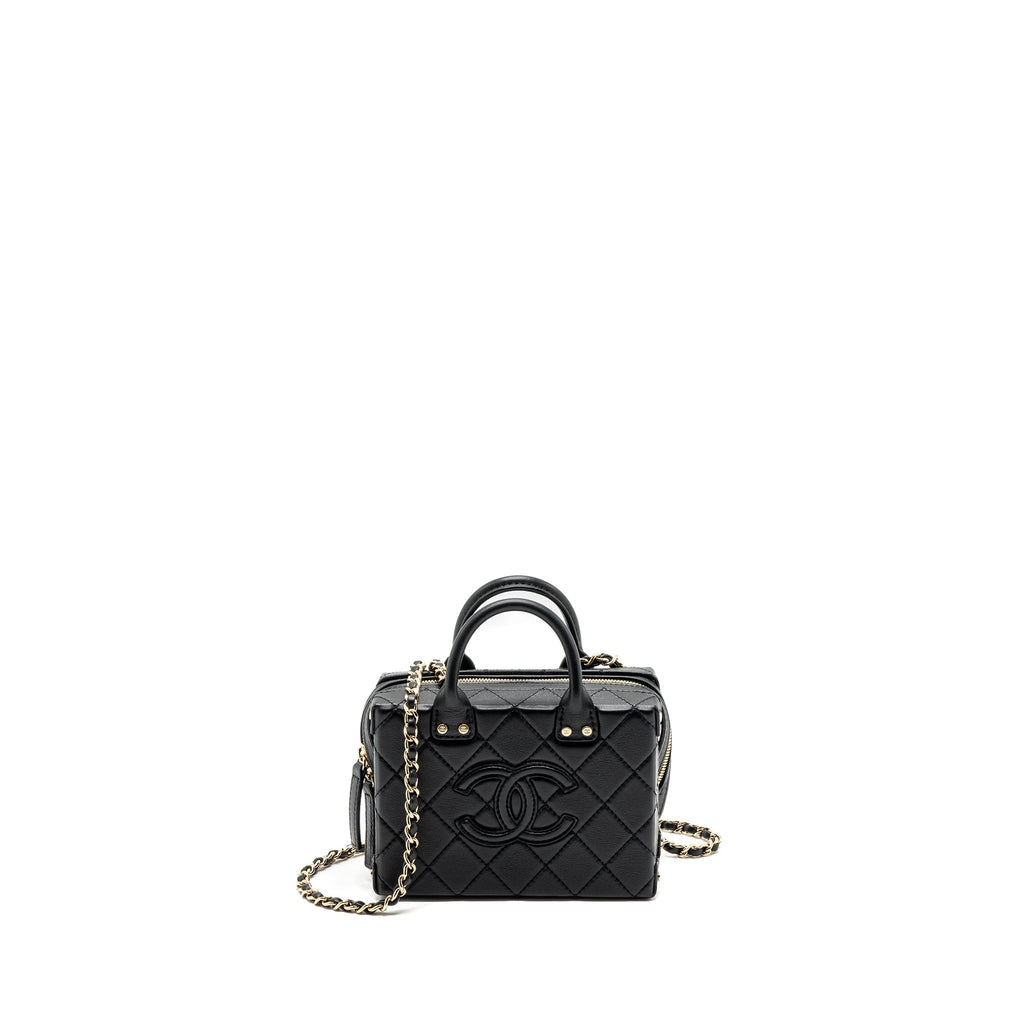 Chanel 22b Top Handle Small Vanity Case Calfskin Black (Microchip)