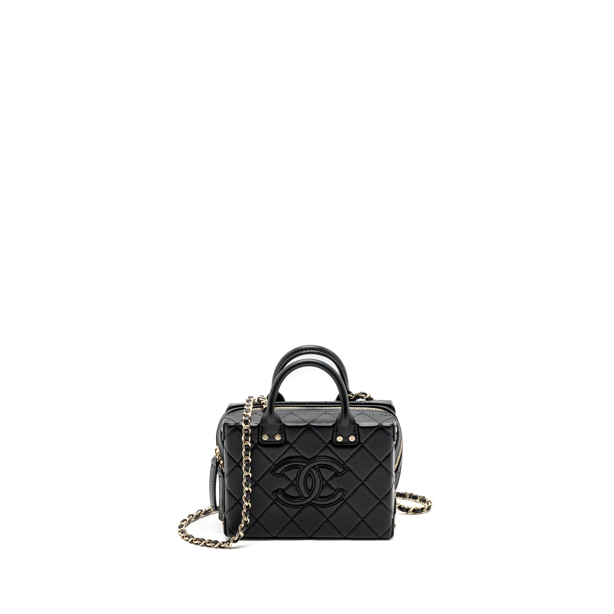 Chanel 22b Top Handle Small Vanity Case Calfskin Black (Microchip)