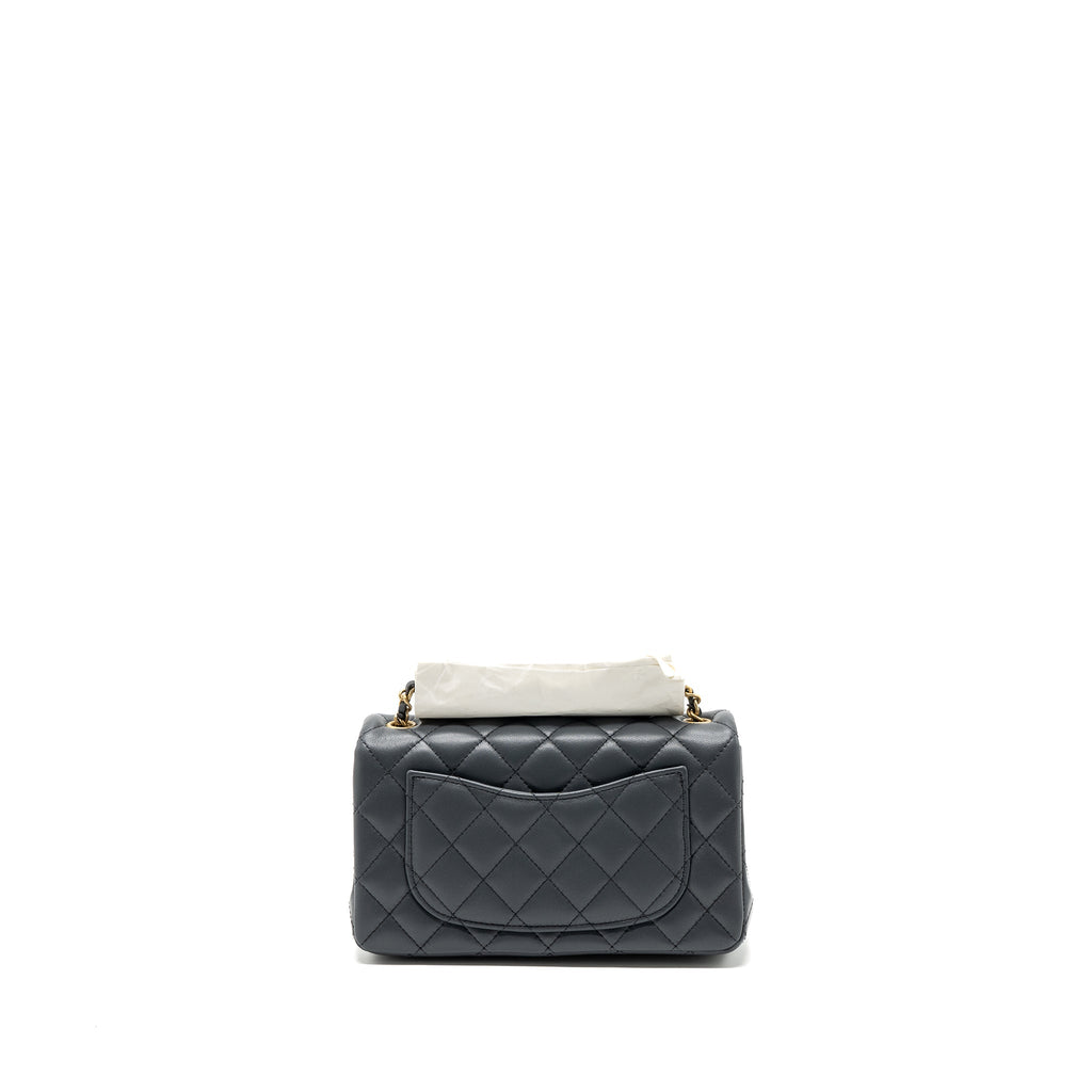 Chanel 23K pearl crush mini rectangular flap bag lambskin dark grey