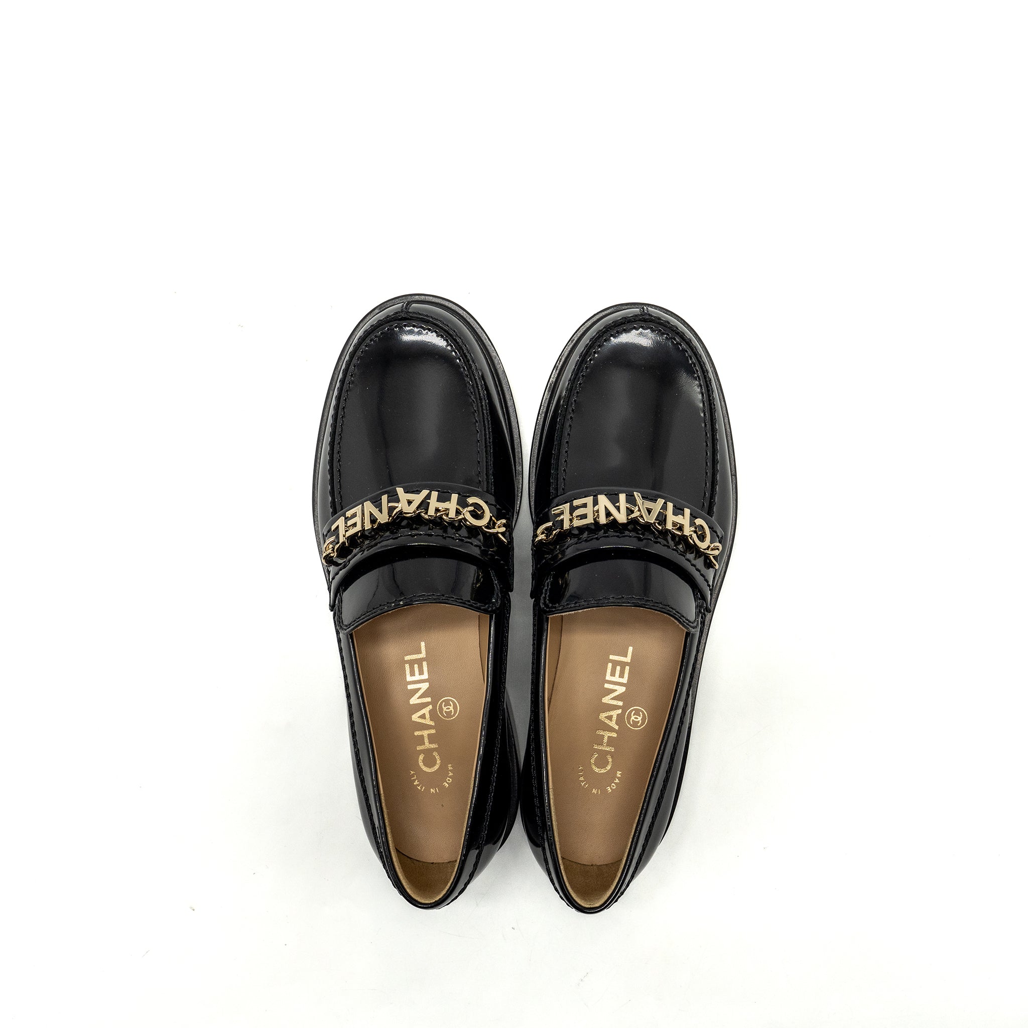 Chanel size 36.5 Letter Loafers leather Black L