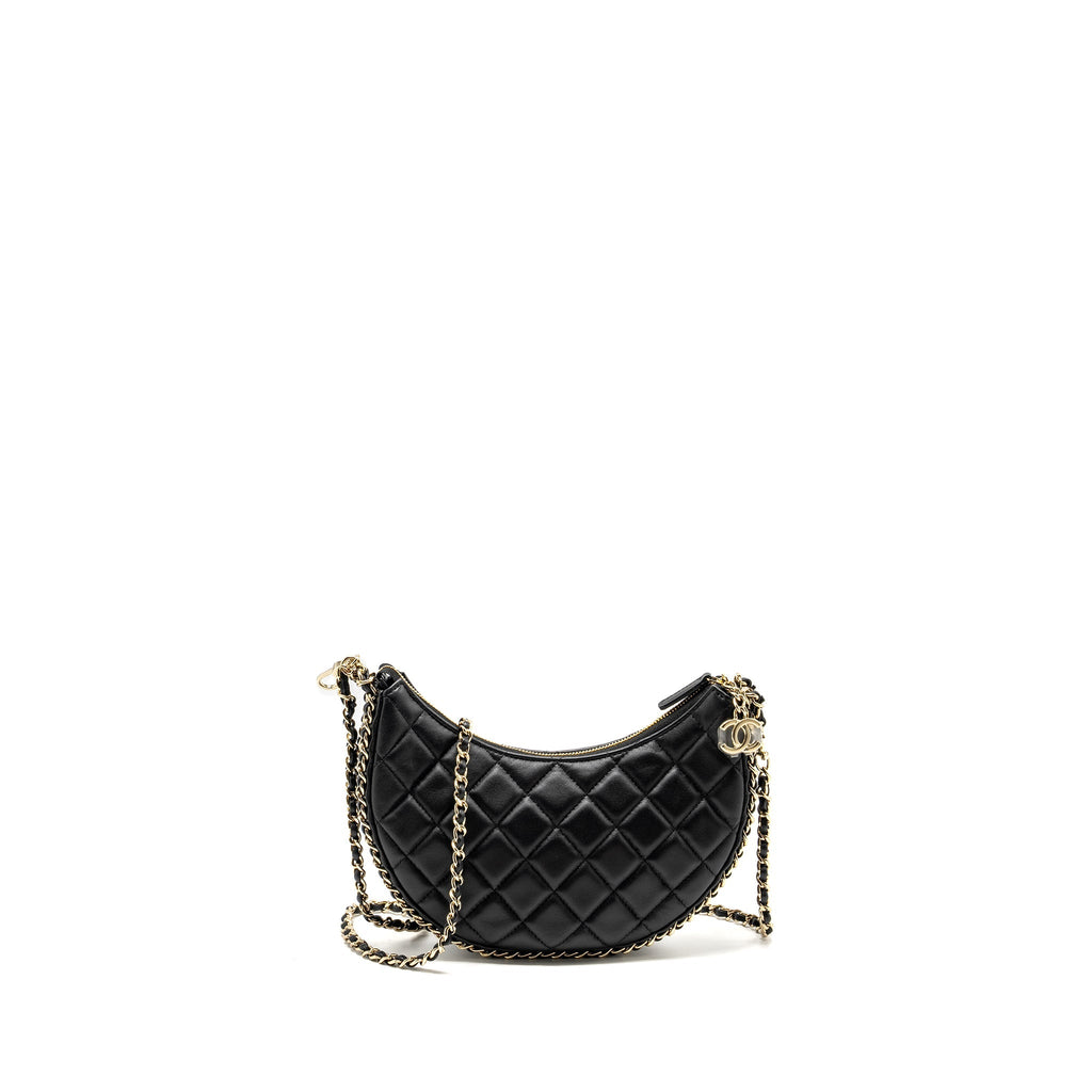 Chanel Small moon Hobo Bag Lambskin Black L (Microchip)