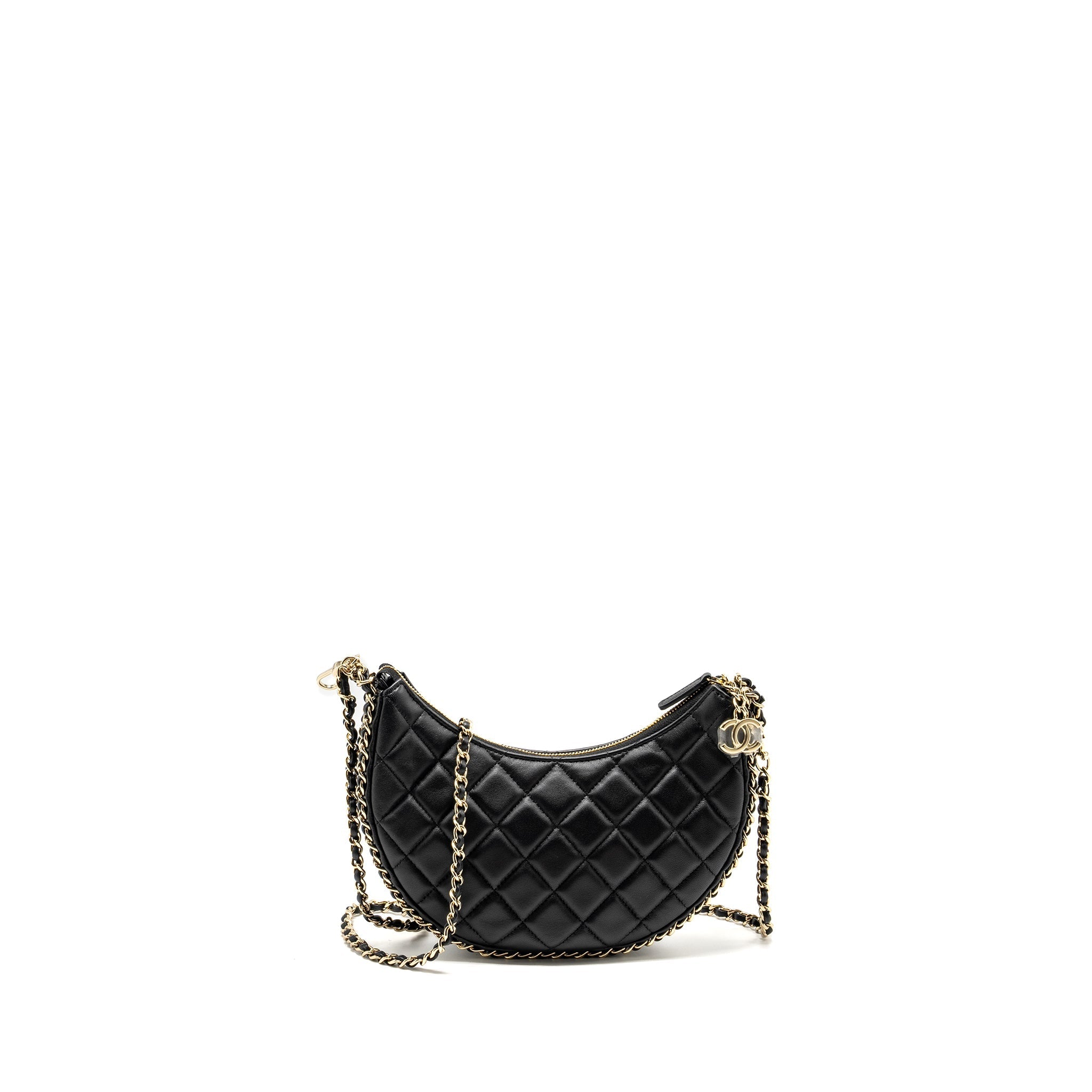 Chanel Small moon Hobo Bag Lambskin Black L (Microchip)
