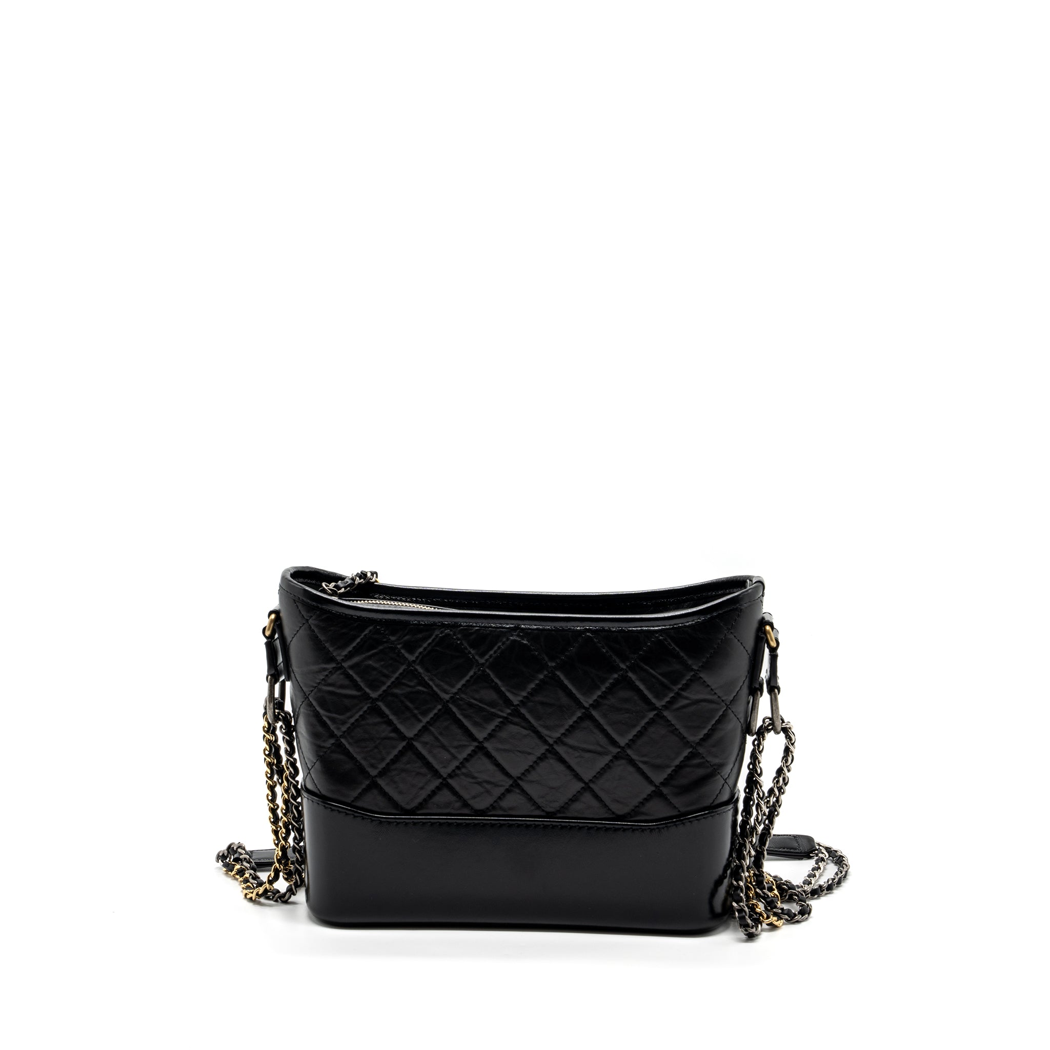 Chanel new medium Gabrielle hobo bag calfskin black multicolour hardware (microchip)