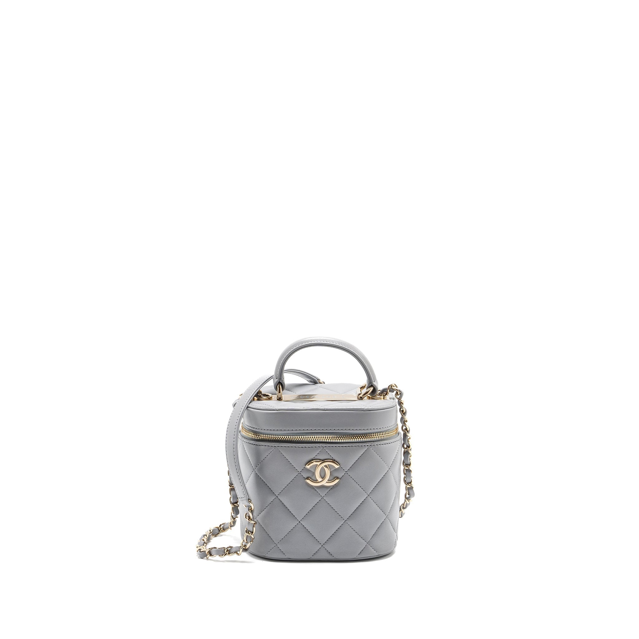 CHANEL Trendy CC Top Handle Vanity With Chain Lambskin Grey L