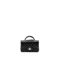 Chanel top handle mini rectangular flap bag lambskin black L (microchip)