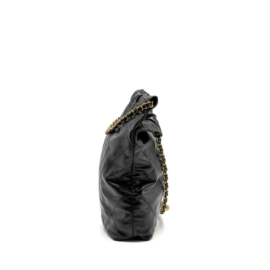 Chanel Medium 22 Bag Shiny Calfskin BLACK  (Microchip)
