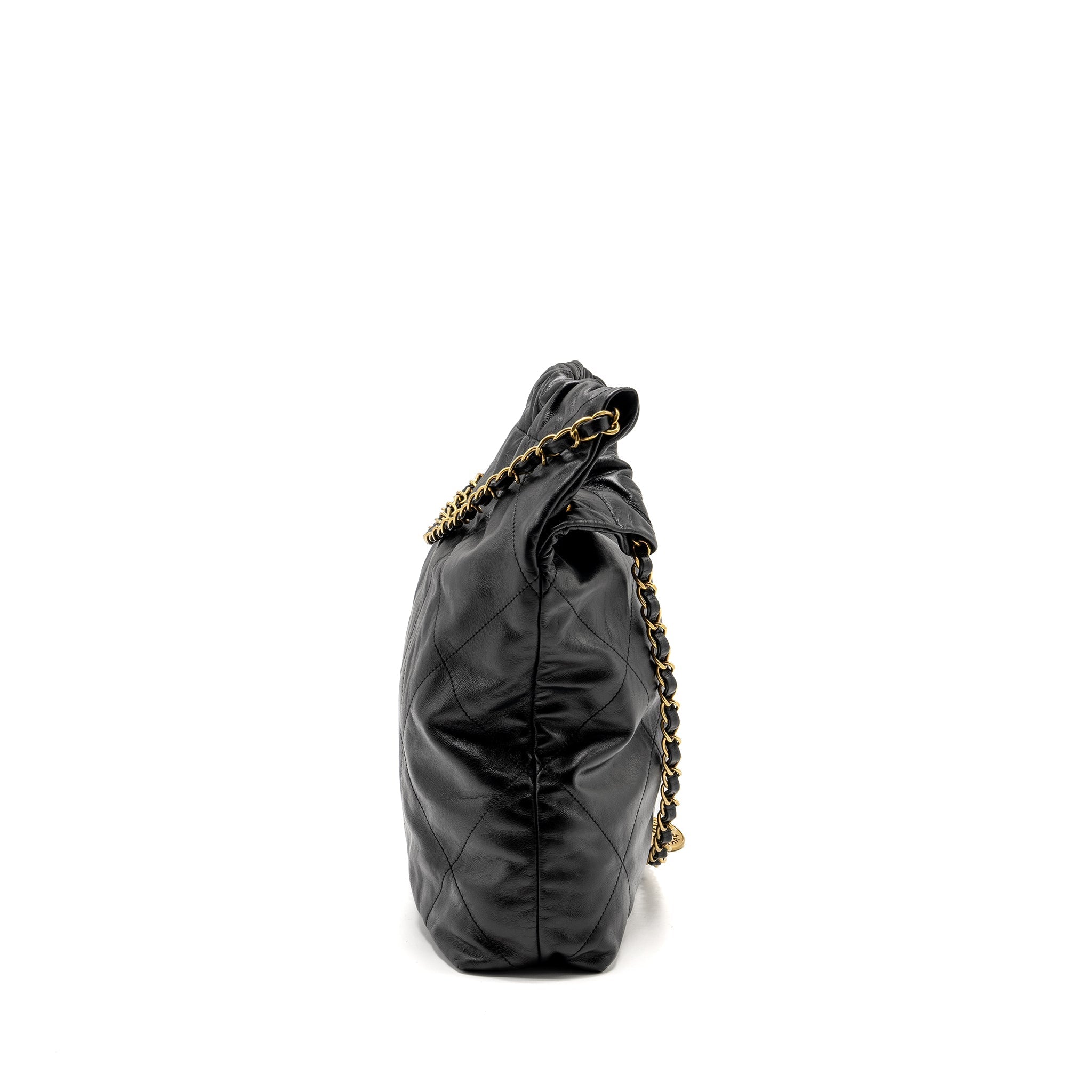 Chanel Medium 22 Bag Shiny Calfskin BLACK  (Microchip)