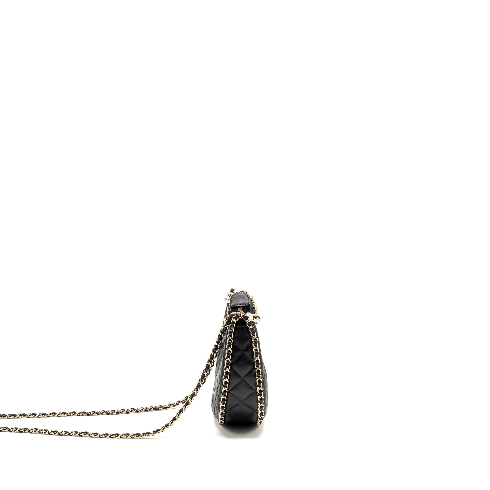 Chanel Small moon Hobo Bag Lambskin Black L (Microchip)