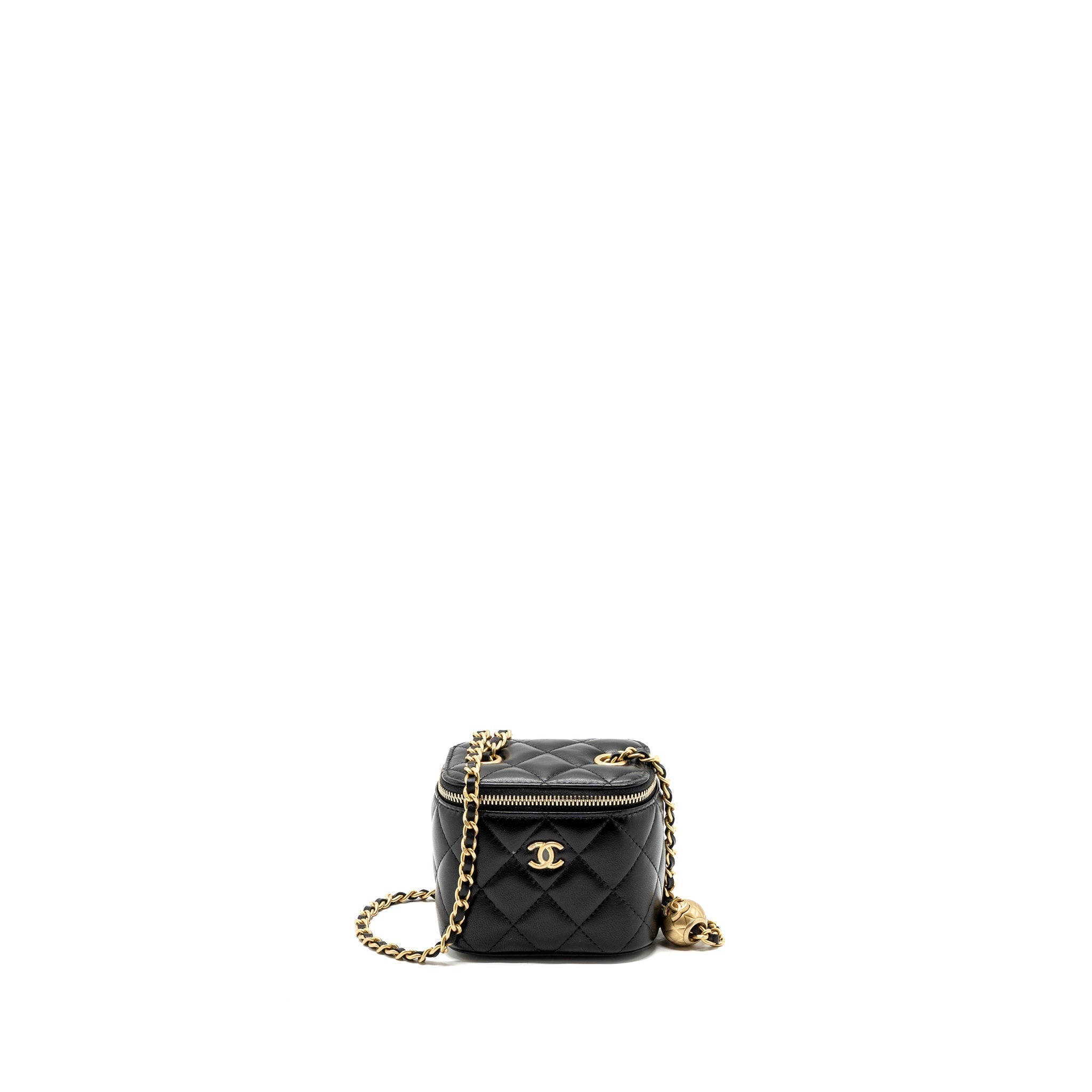 Chanel pearl crush mini vanity with chain lambskin black
