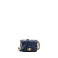 Chanel 22A Button On Chain Mini Square Flap Bag Caviar Navy  (Microchip)