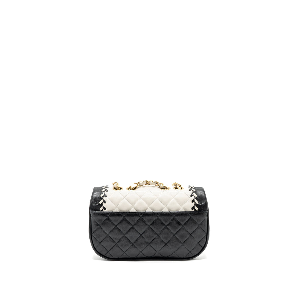Chanel Quilted Flap Bag Lambskin White/ Black