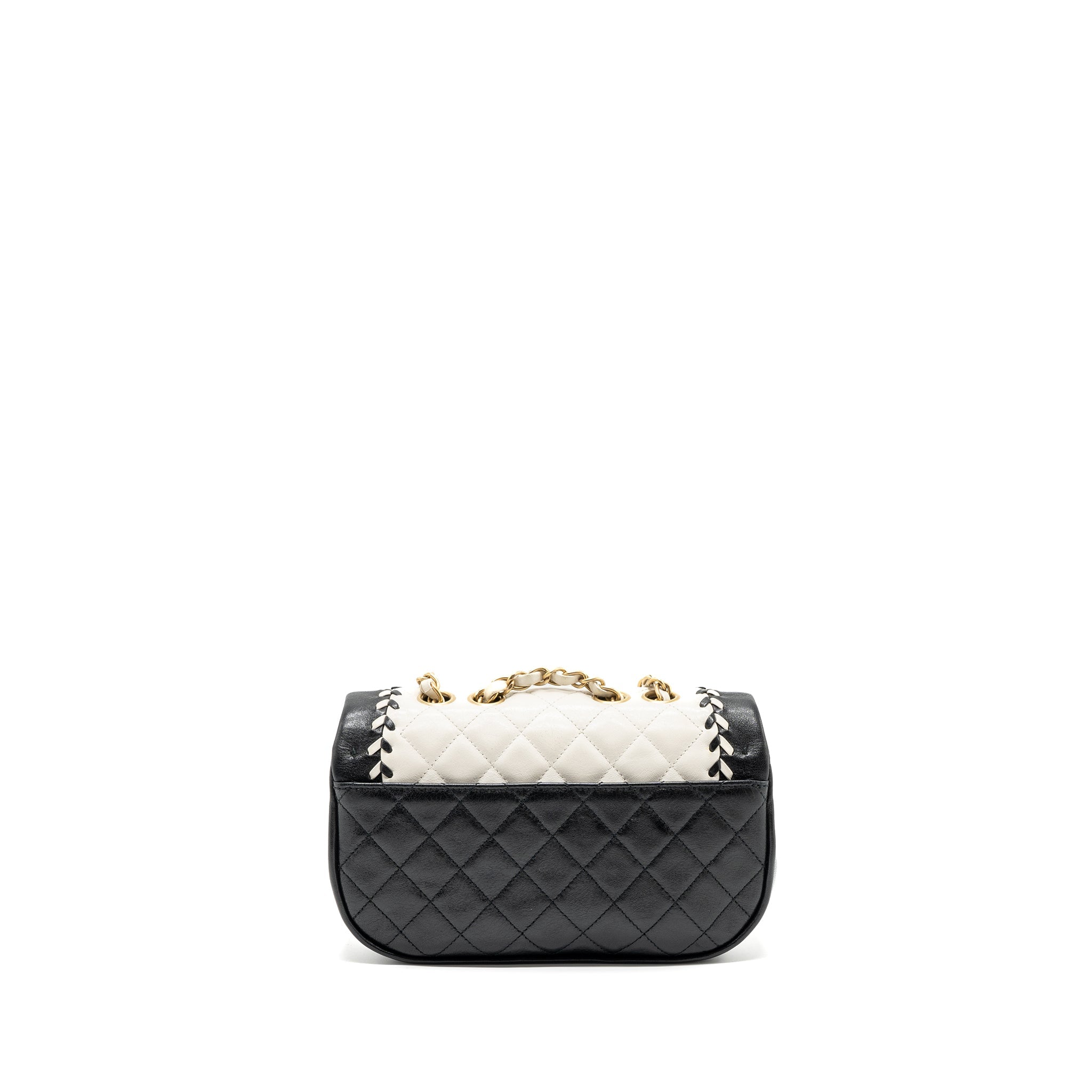 Chanel Quilted Flap Bag Lambskin White/ Black