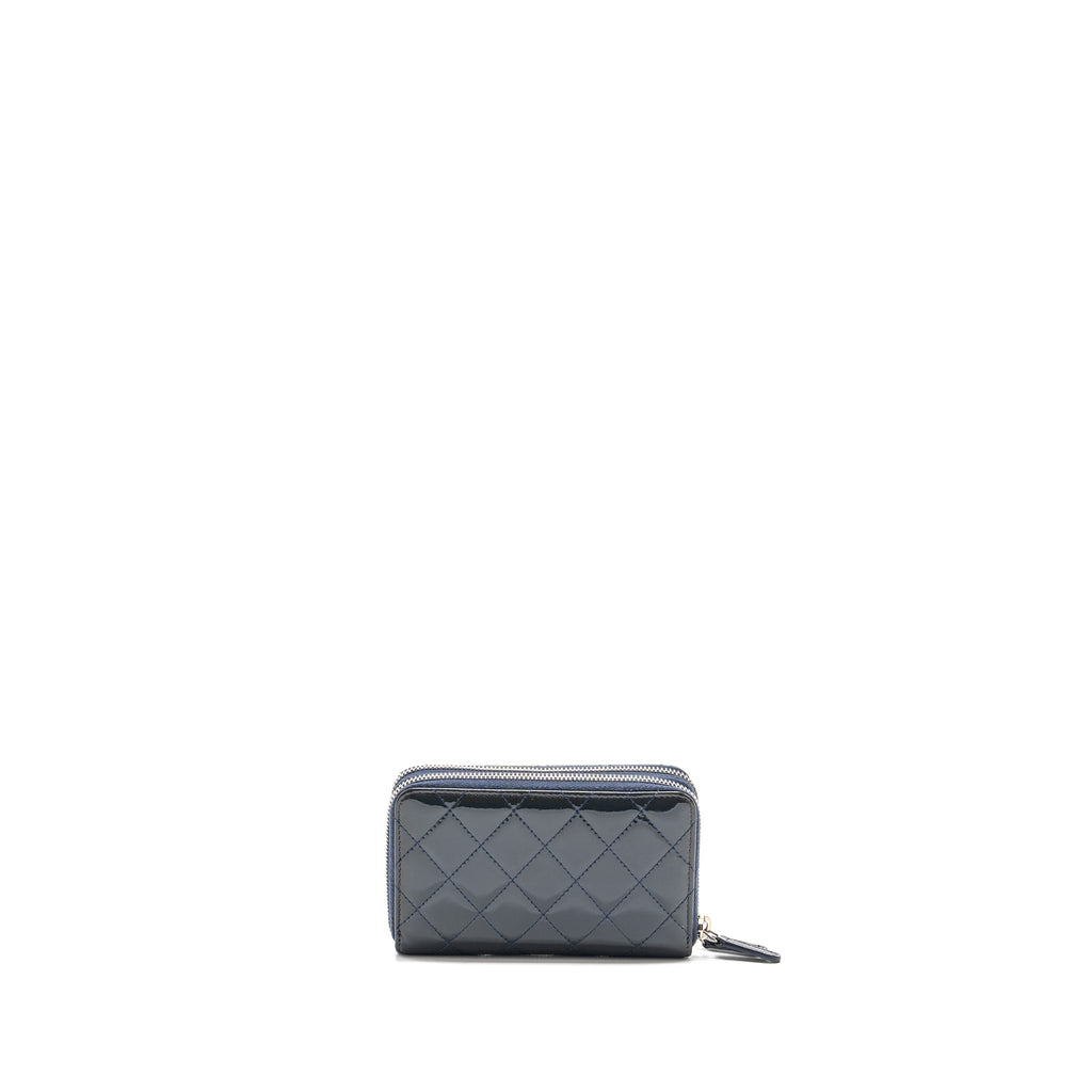 Chanel double Zip Wallet patent navy