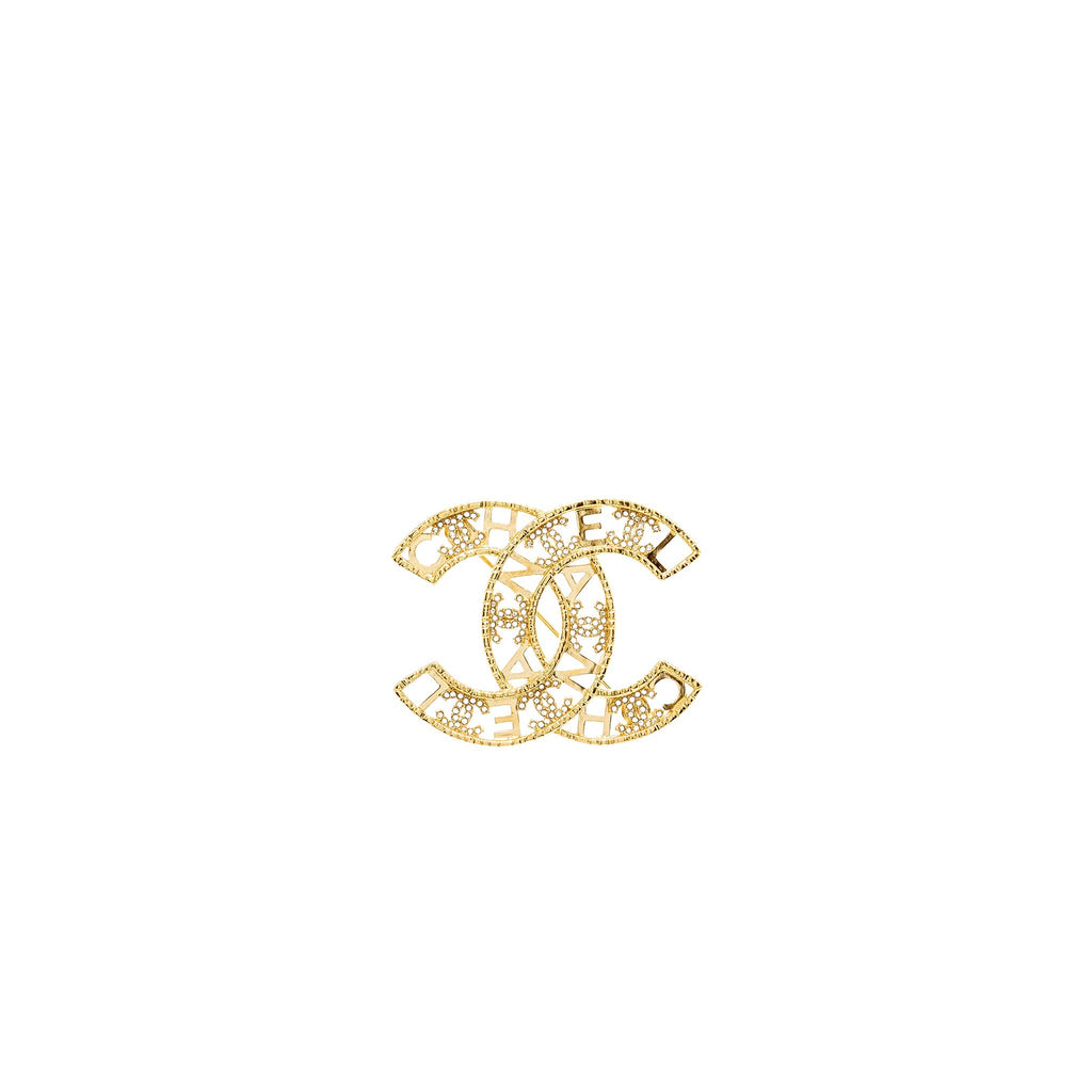 Chanel Letter & CC Logo Crystal Brooch