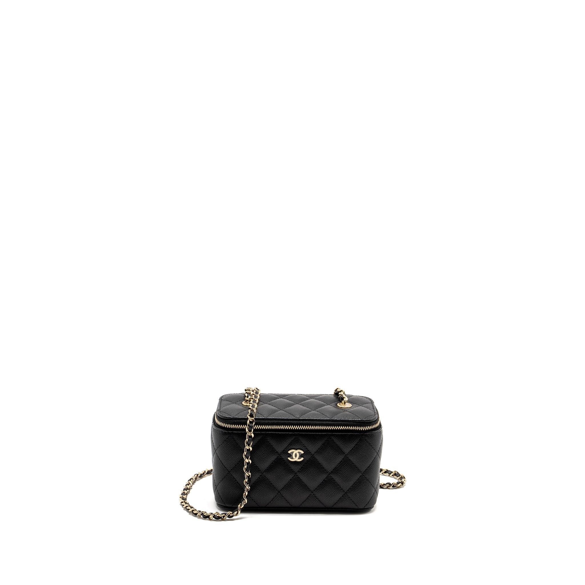 CHANEL Long Vanity With Chain Caviar Black L