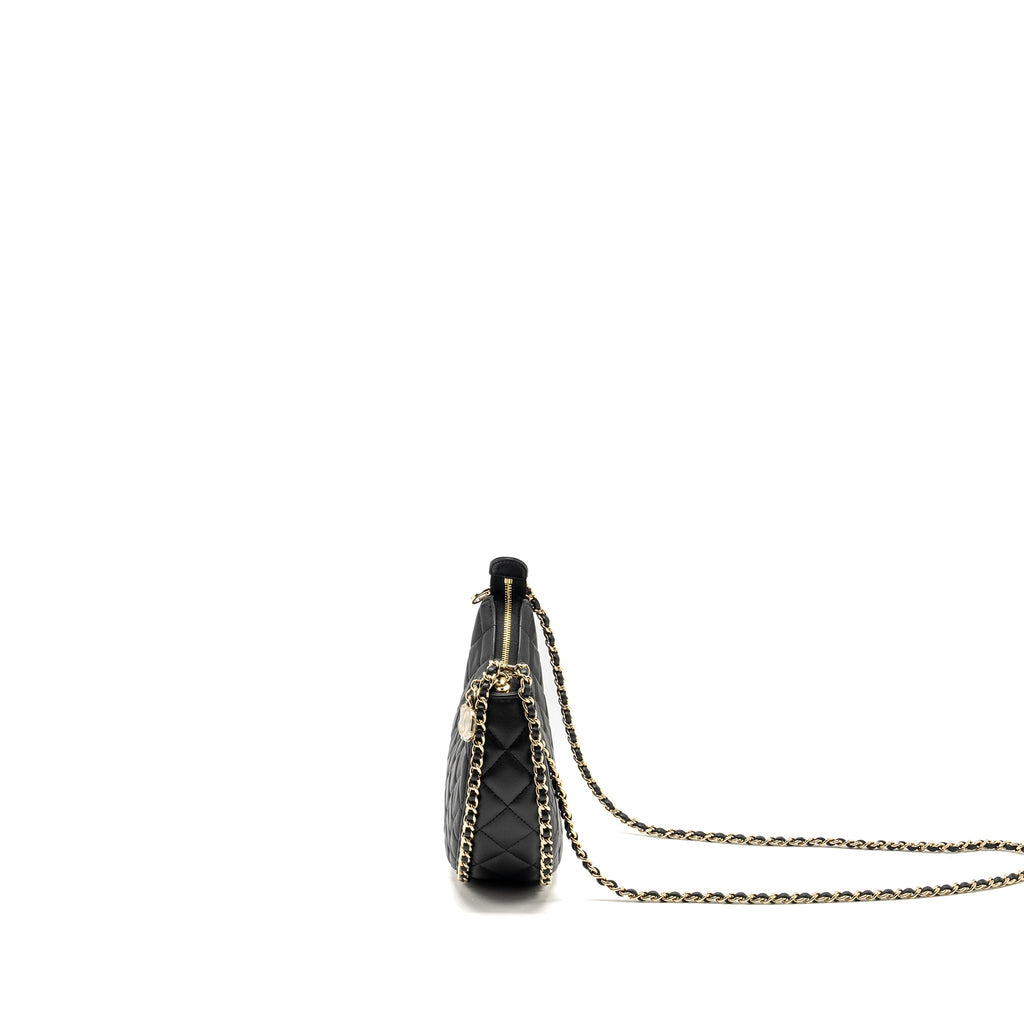 Chanel Small moon Hobo Bag Lambskin Black L (Microchip)