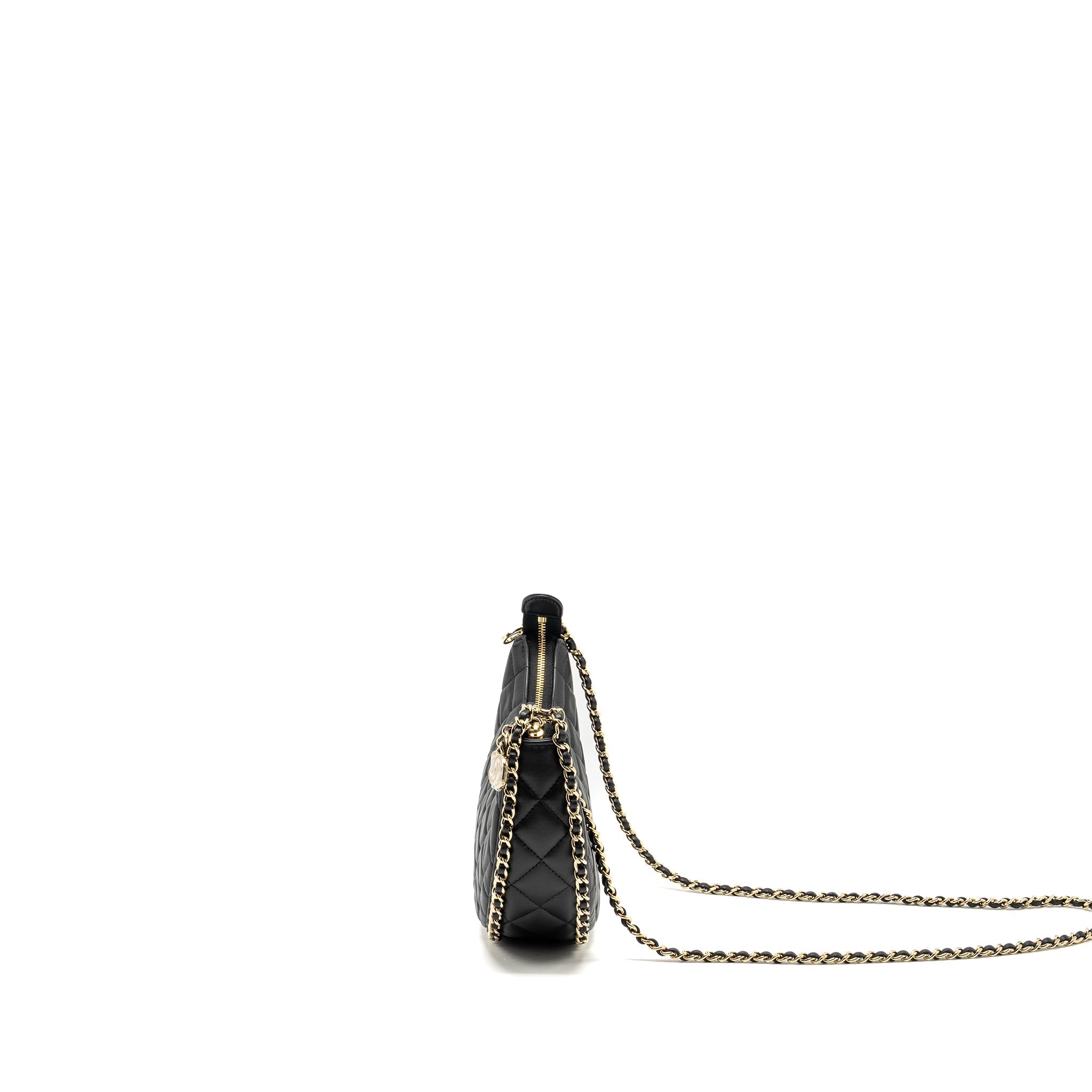 Chanel Small moon Hobo Bag Lambskin Black L (Microchip)