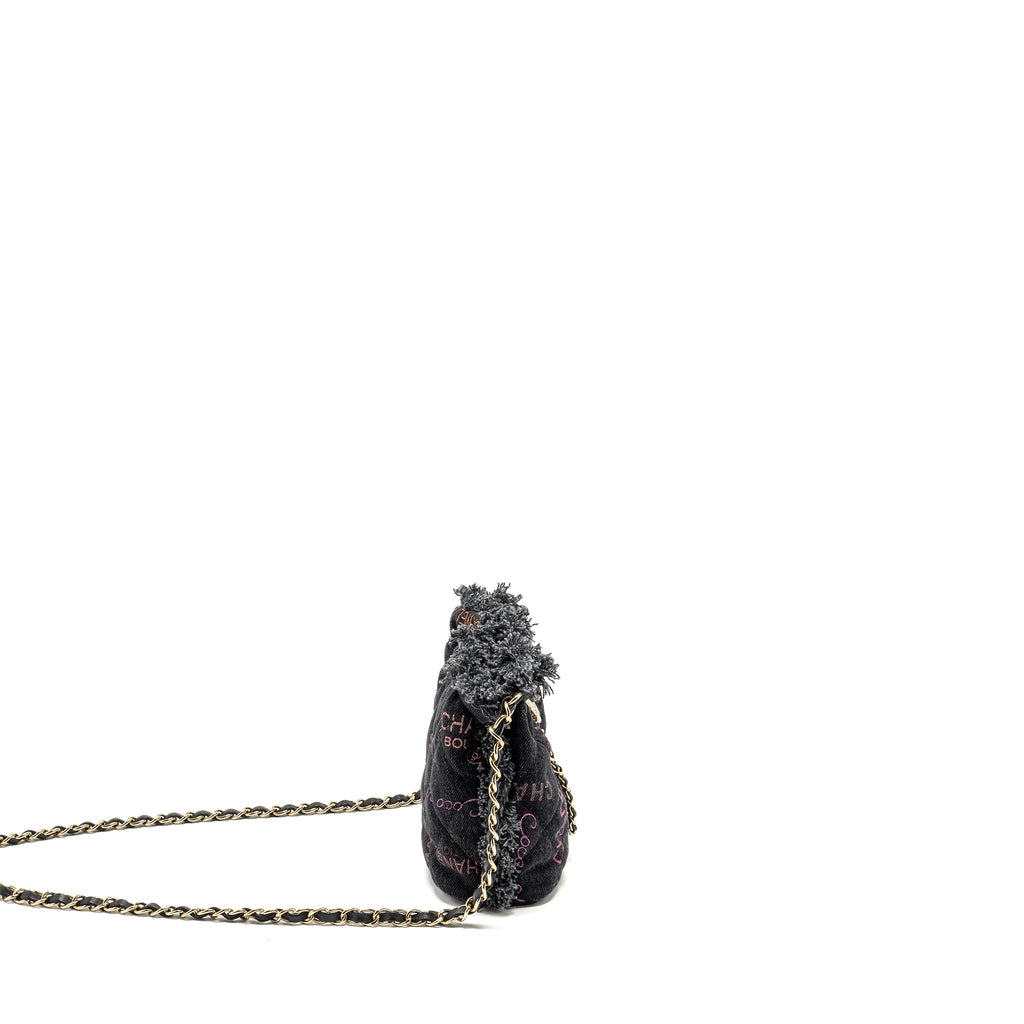 Chanel Small Bucket Bag Denim Black L (Microchip)