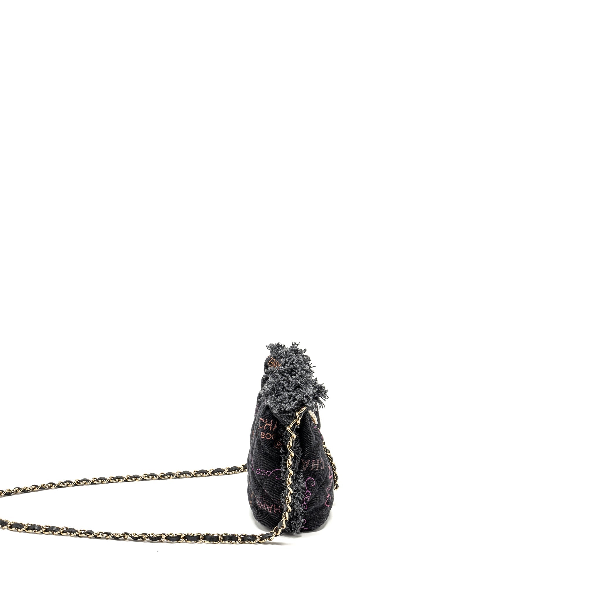 Chanel Small Bucket Bag Denim Black L (Microchip)