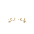 Chanel letter and cc drop ear clip gold tone