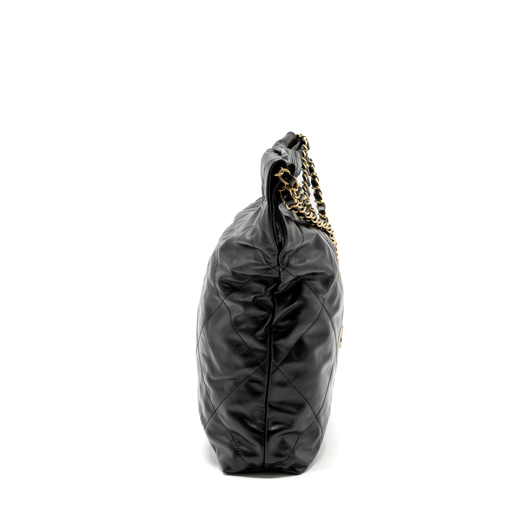 Chanel medium 22 bag shiny calfskin black  (Microchip)