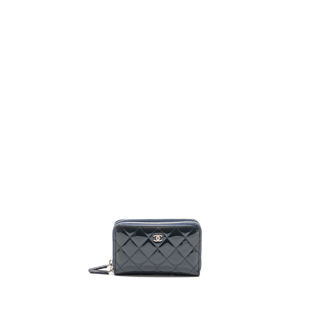 Chanel double Zip Wallet patent navy