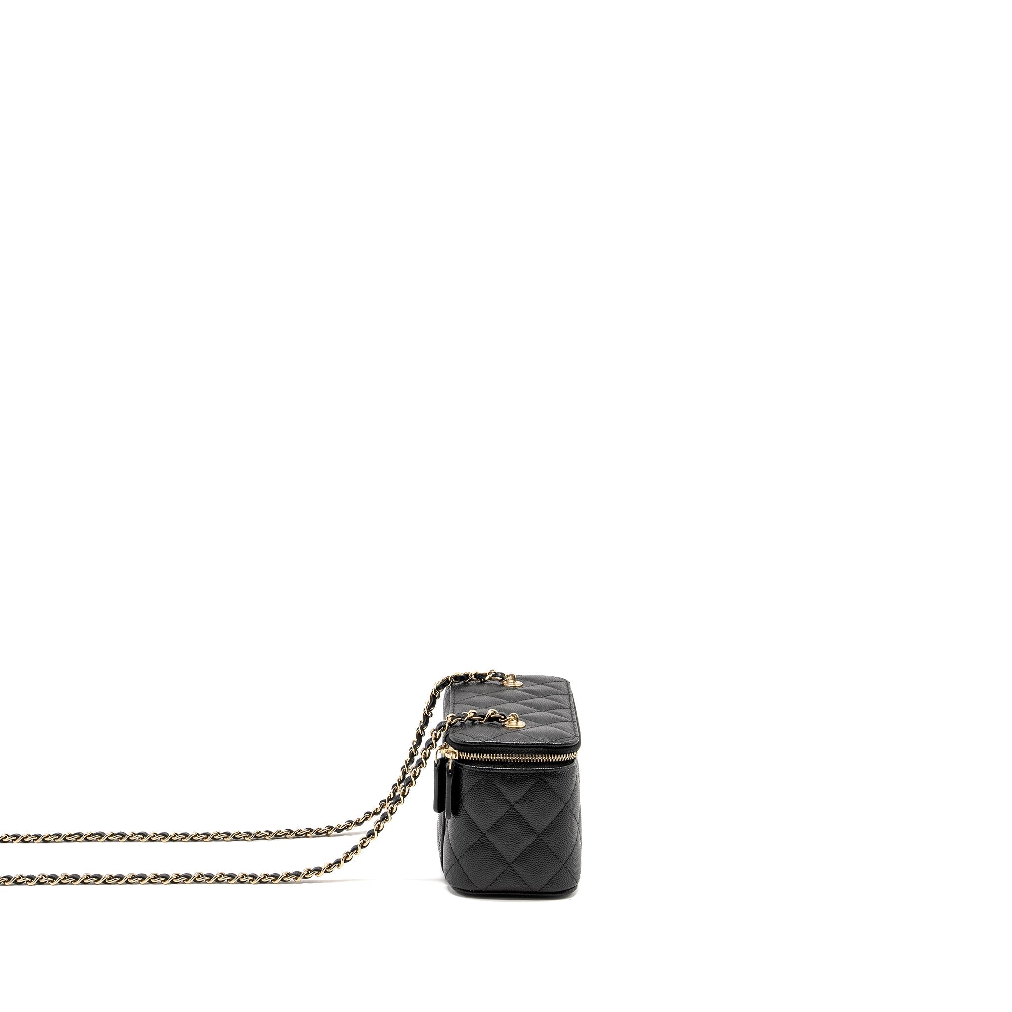 CHANEL Long Vanity With Chain Caviar Black L