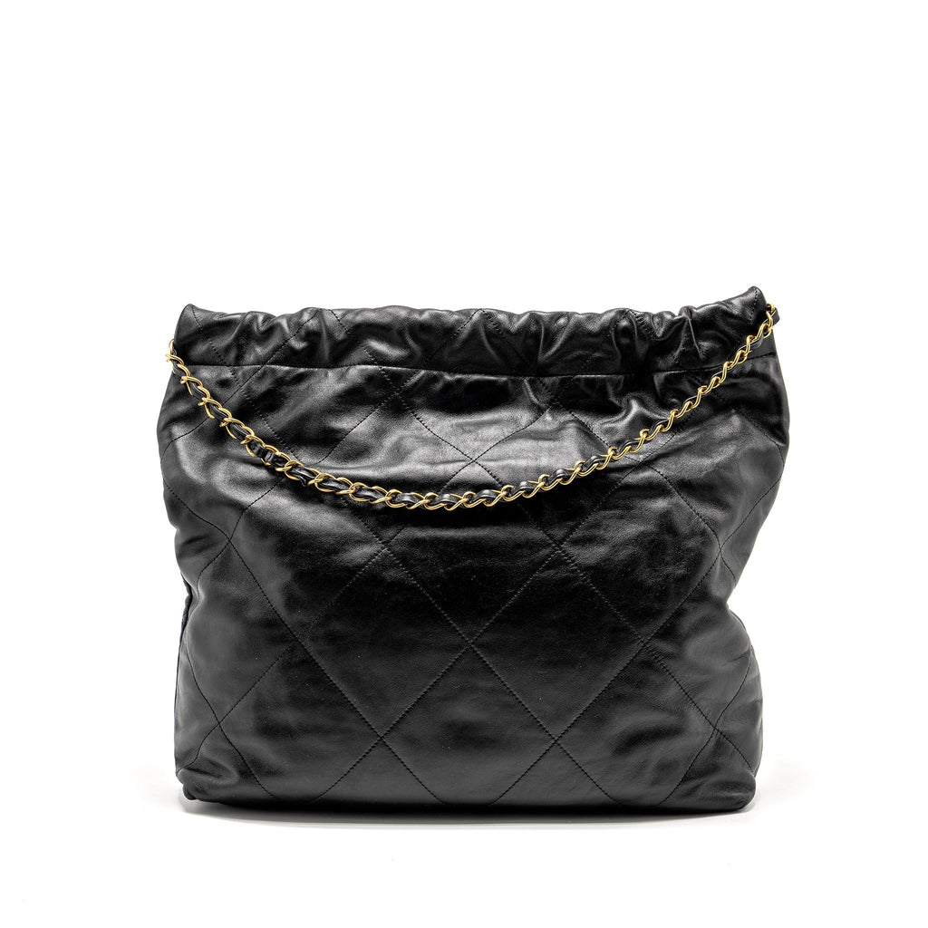 Chanel Medium 22 Bag Shiny Calfskin BLACK  (Microchip)