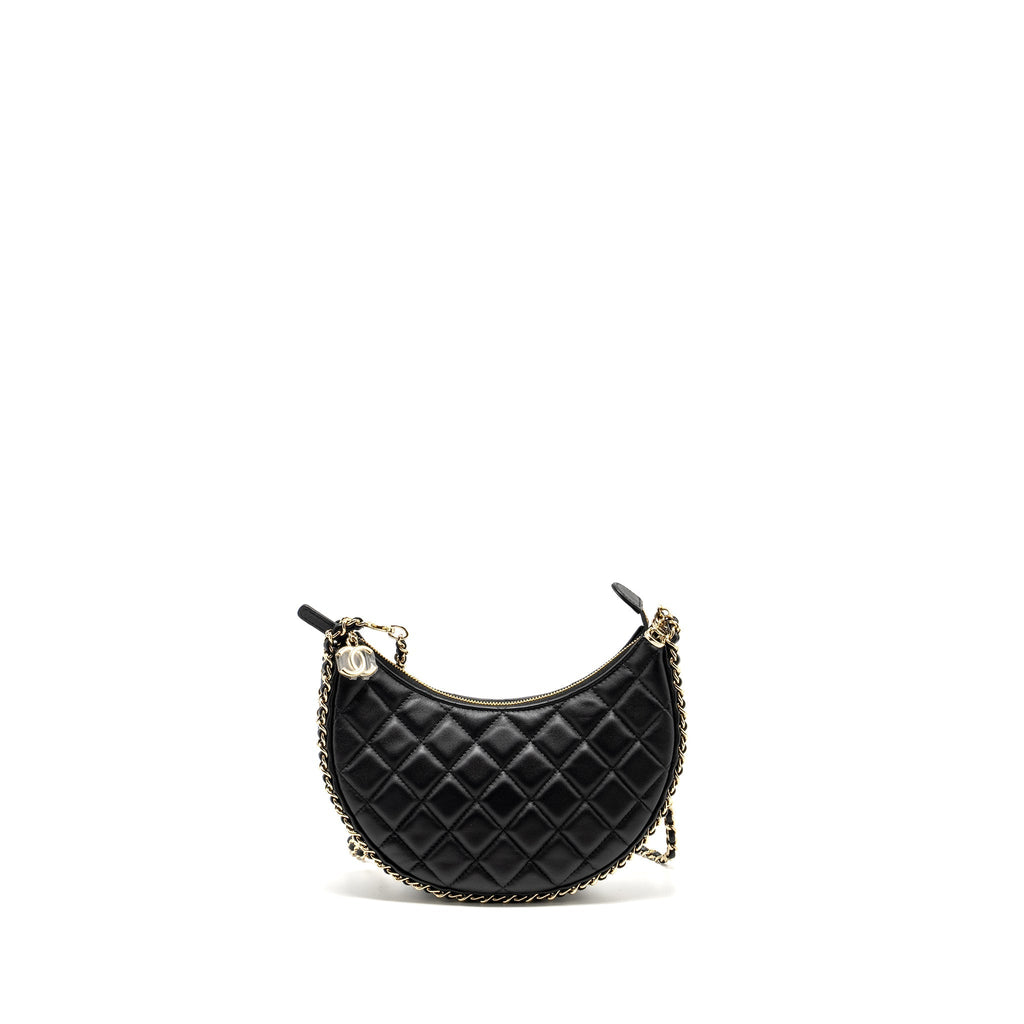 Chanel Small moon Hobo Bag Lambskin Black L (Microchip)