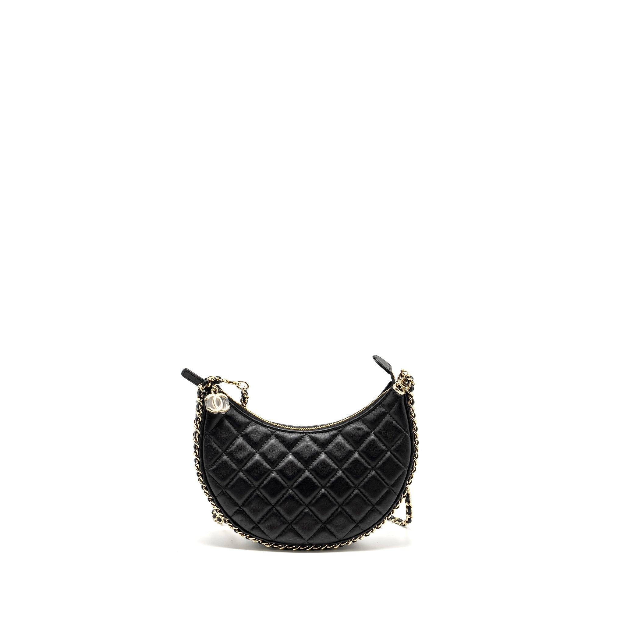 Chanel Small moon Hobo Bag Lambskin Black L (Microchip)