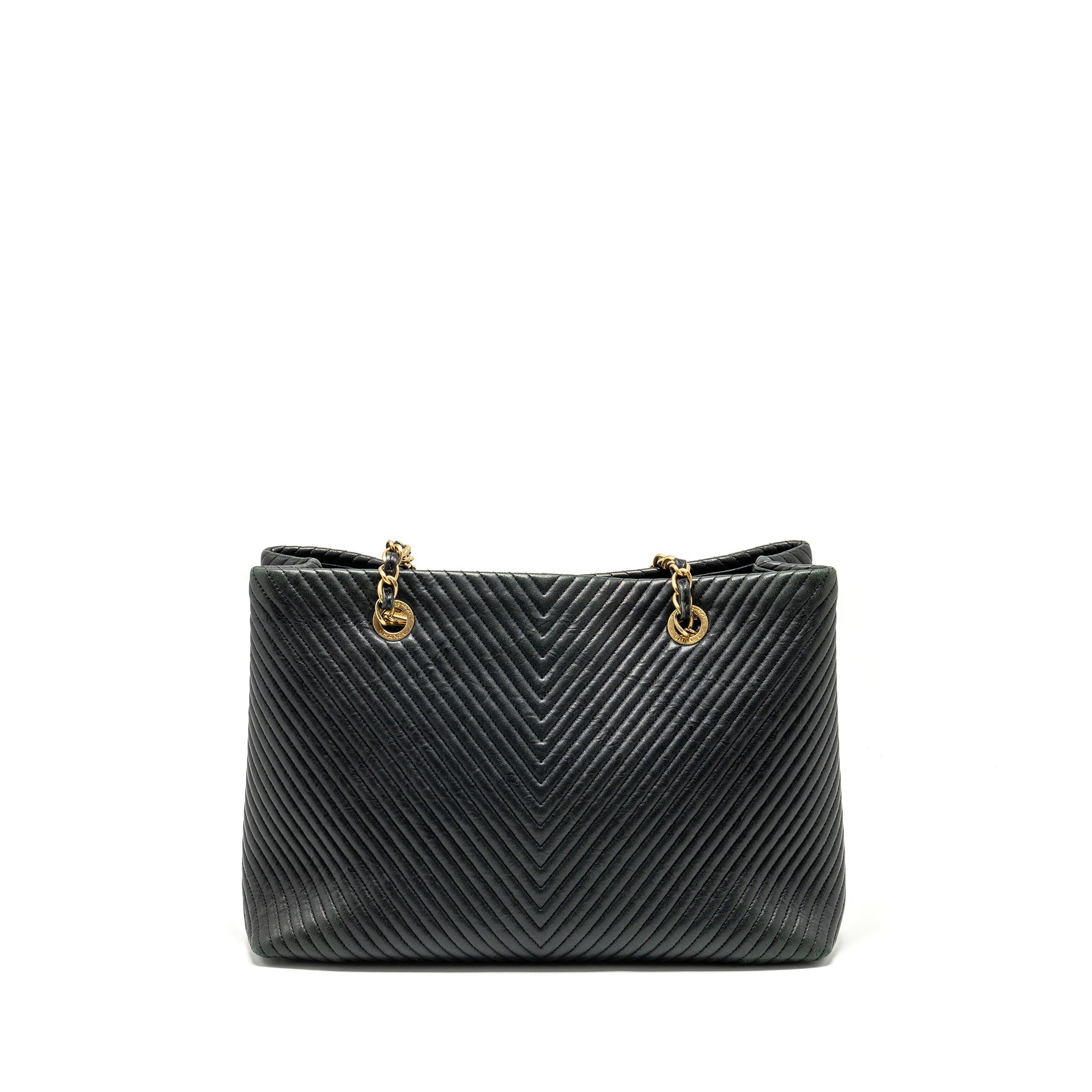 Chanel Chevron Shopping tote bag goatskin black