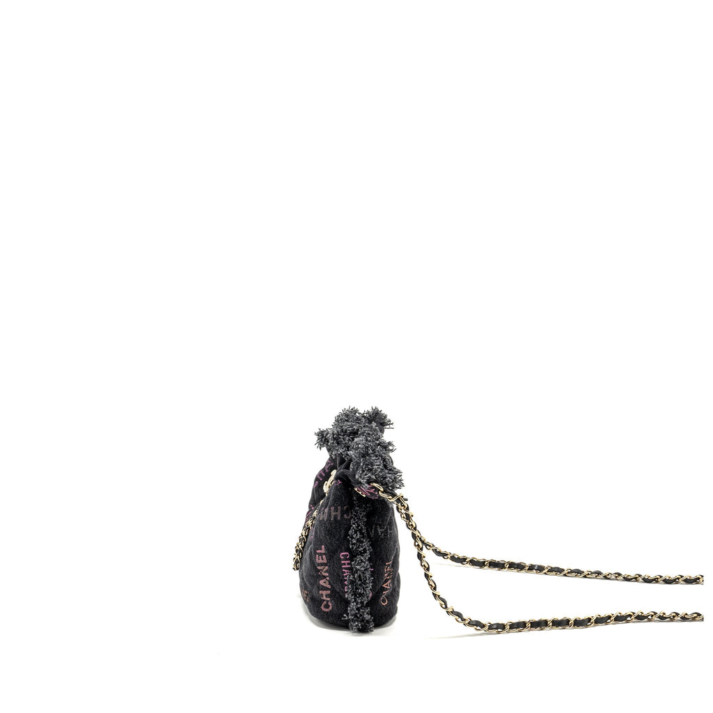 Chanel Small Bucket Bag Denim Black L (Microchip)