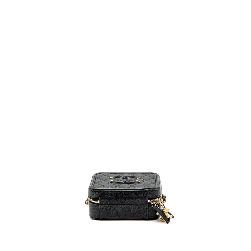 Chanel mini filigree vanity case Caviar black