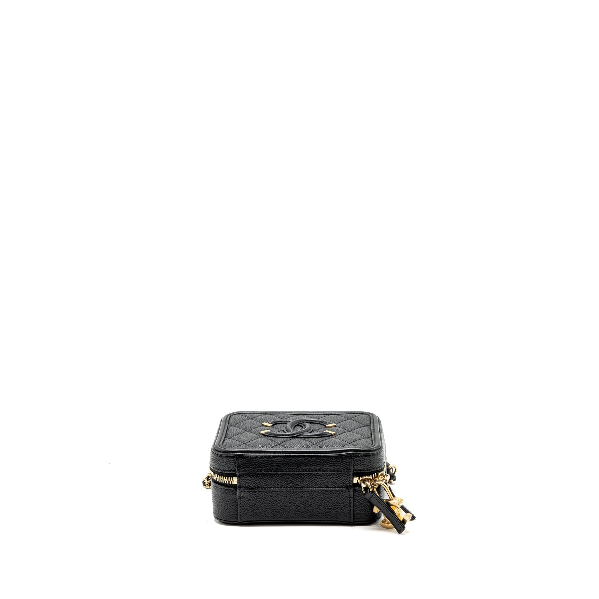 Chanel mini filigree vanity case Caviar black