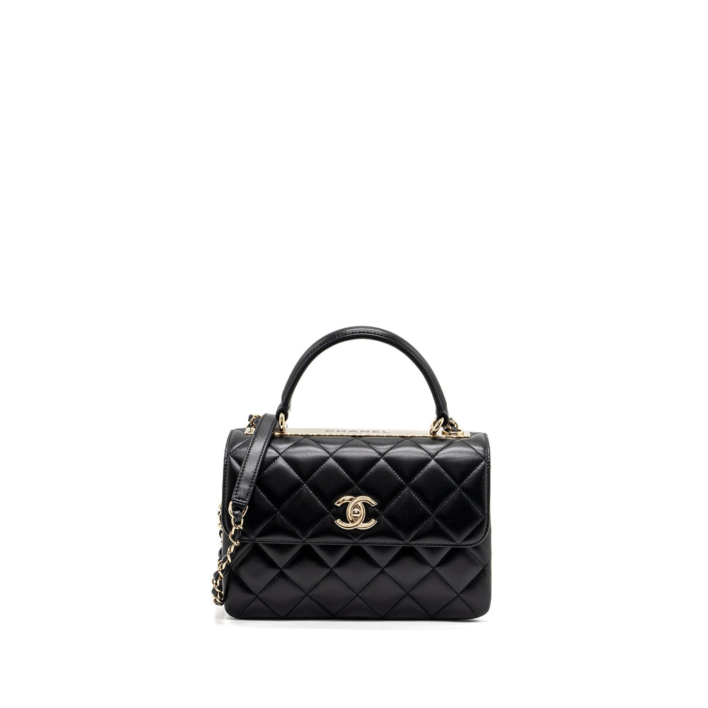 Chanel trendy CC flap bag with top handle lambskin black L (microchip)