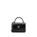 Chanel trendy CC flap bag with top handle lambskin black L (microchip)