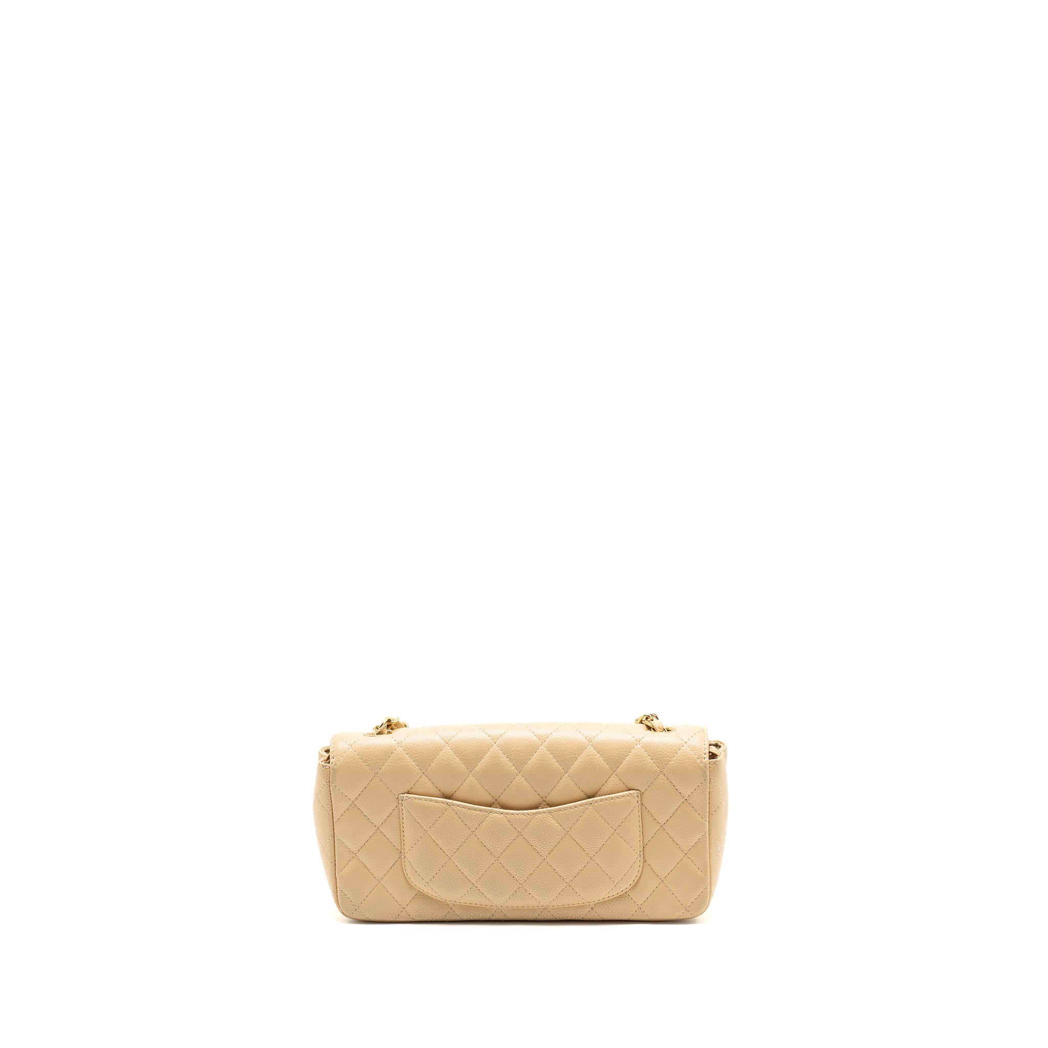 Chanel East-West Flap Shoulder Bag Caviar Beige