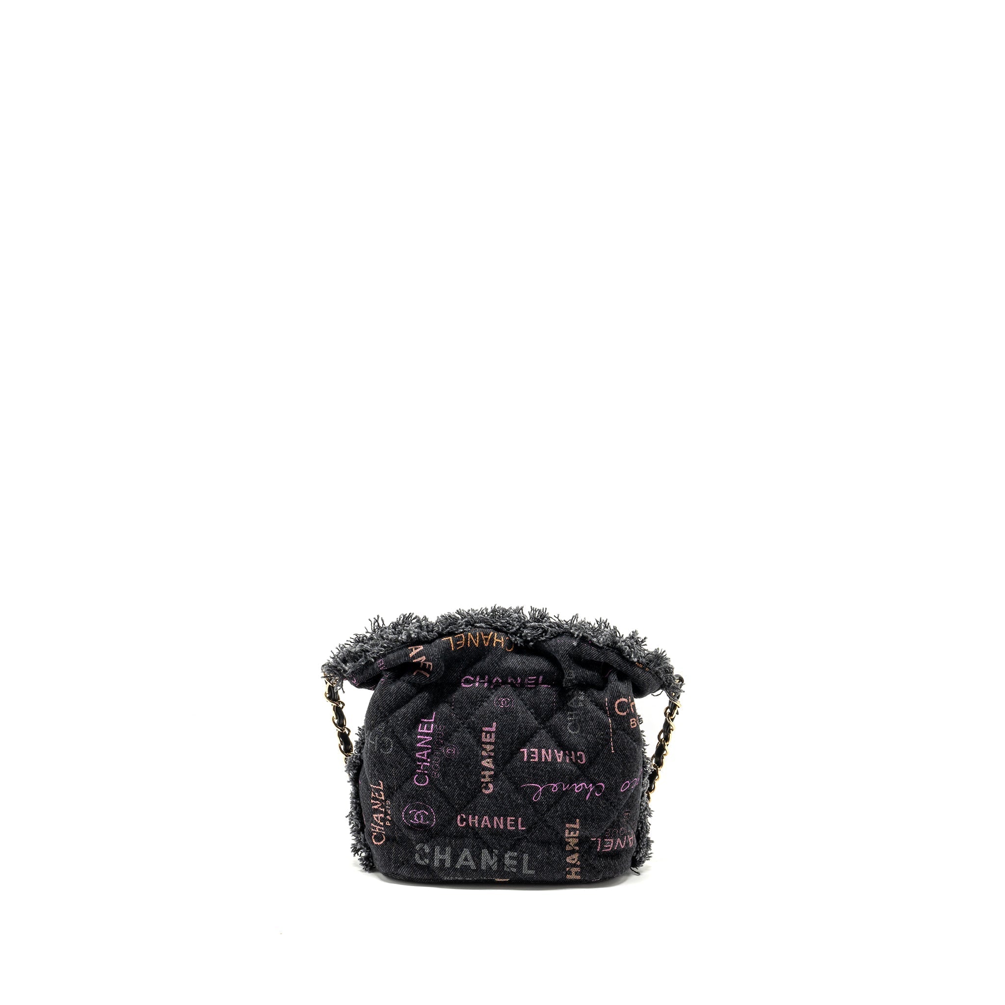 Chanel Small Bucket Bag Denim Black L (Microchip)