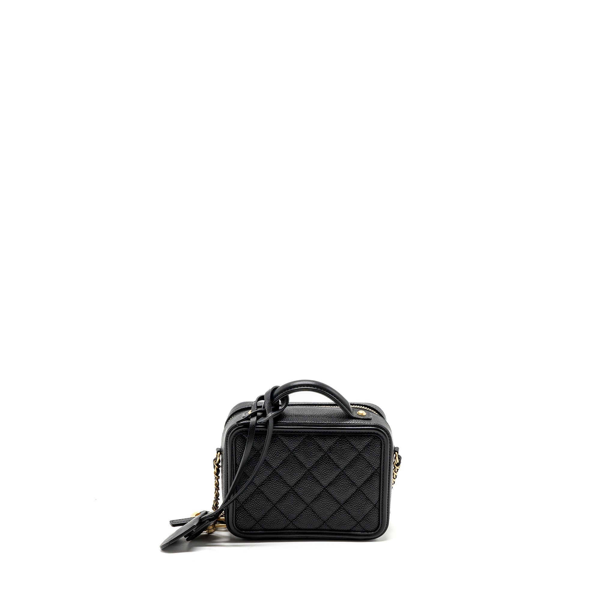 Chanel mini filigree vanity case Caviar black