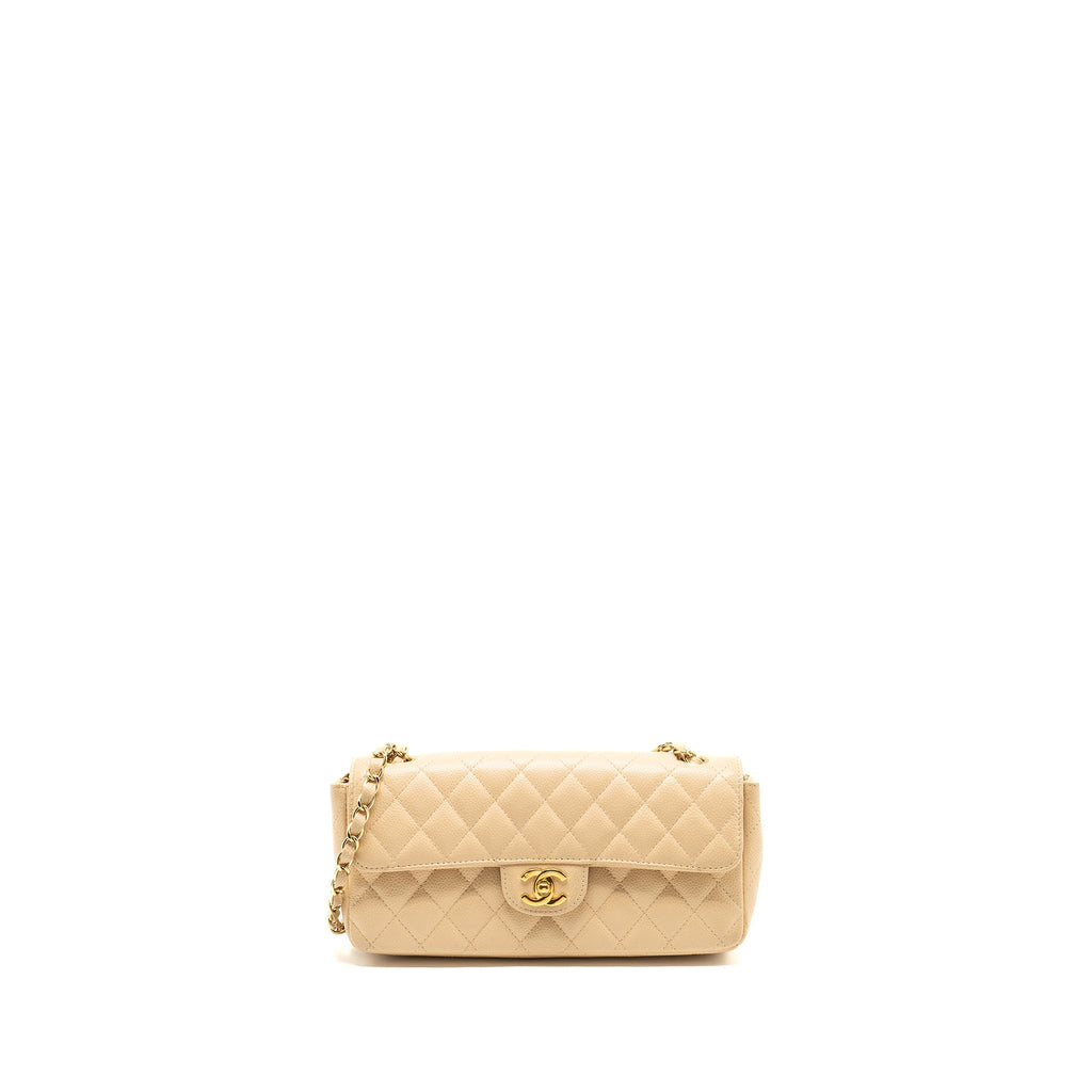 Chanel East-West Flap Shoulder Bag Caviar Beige
