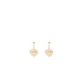 Chanel cc logo heart dropped earrings light gold tone